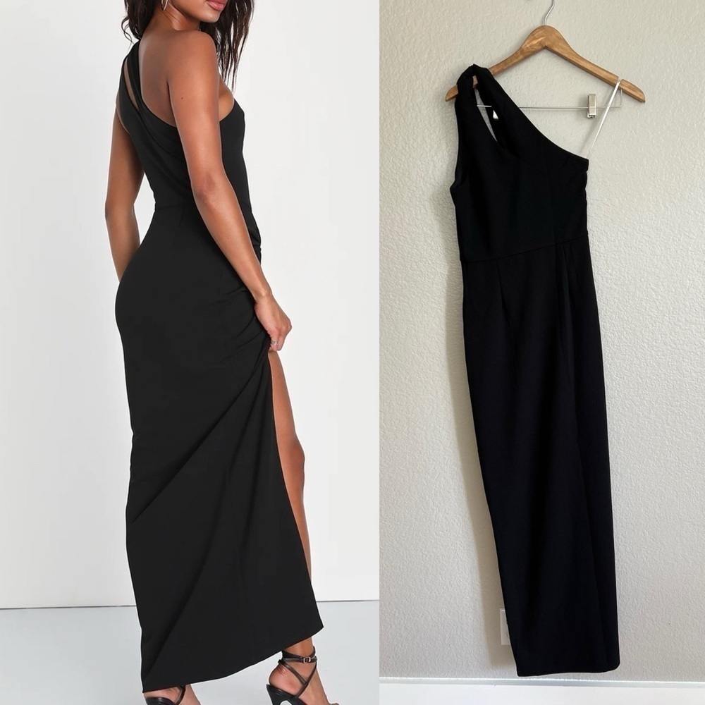 NWOT Phenomenal Allure Black One-Shoulder Knotted Maxi Dress - Picture 3 of 8